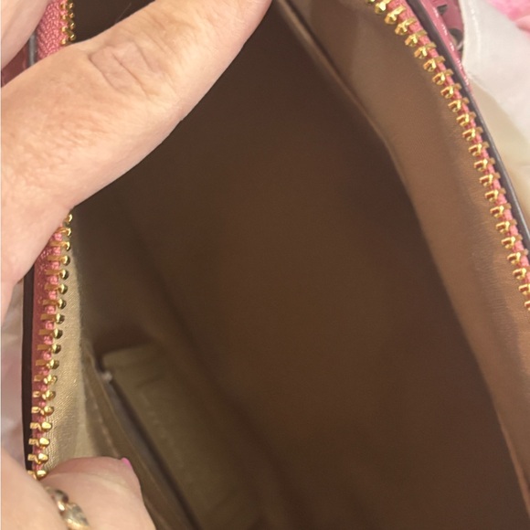 Coach Tan and Pink Heart Print  Rowen Satchel and matching wallet - Picture 5 of 8